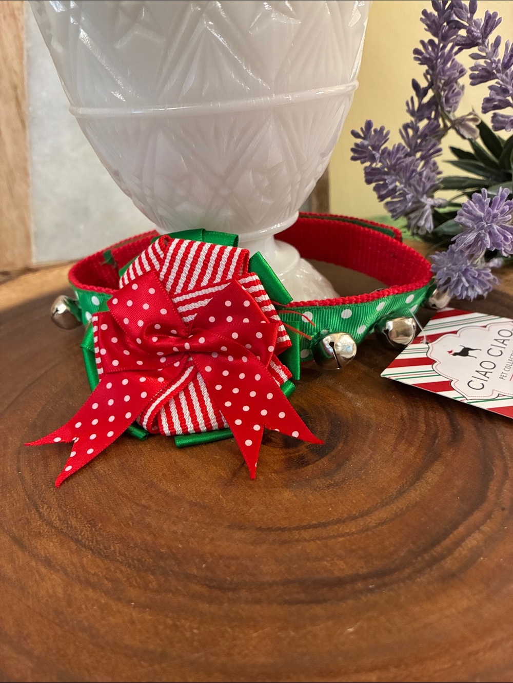 Festive Red and Green Dog and or Cat Decorative Festive Collar